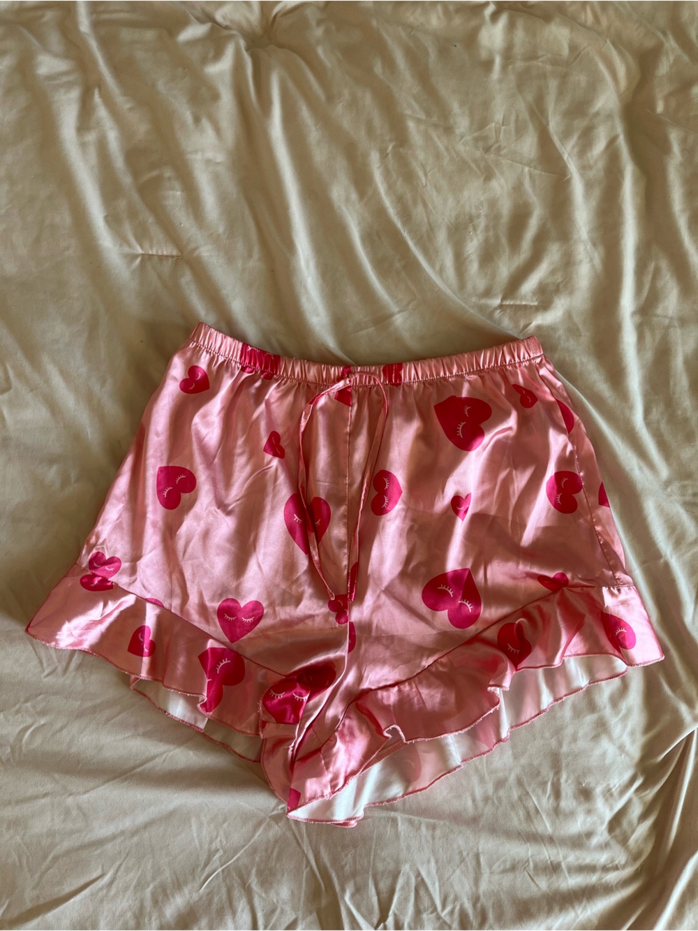 Target Pink Satin Heart-Print Sleepwear Top